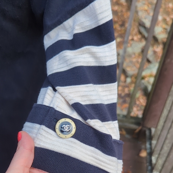 CHANEL GONDOLE DRESS WITH STRIPED SLEEVES M 36 NAVY GONDOLA DRESS Navy blue - Picture 10 of 11